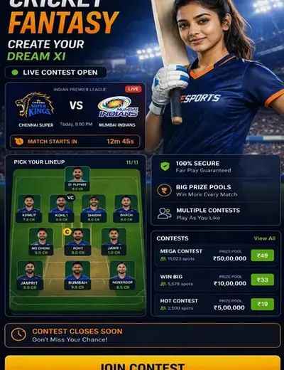 Come (come game) fantasy cricket & matchday visual 3